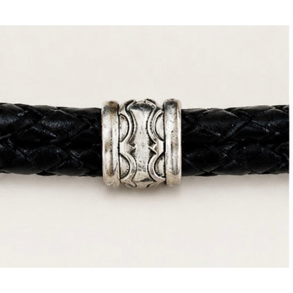 Vintage 1994 Braided Leather Tie Belt Silver Oval Western Boho Coastal Cowgirl - Picture 7 of 8